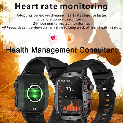 Original Men Smartwatch Flashlight Bluetooth Call Fitness Clock IP68 Waterproof Sports Men for Android IOS Smart Watch 2025 New