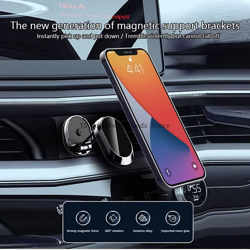 720° Rotation Foldable Magnetic Car Phone Holder Adjustable Universal Dashboard Stand Air Vent Mount GPS for Iphone Samsung