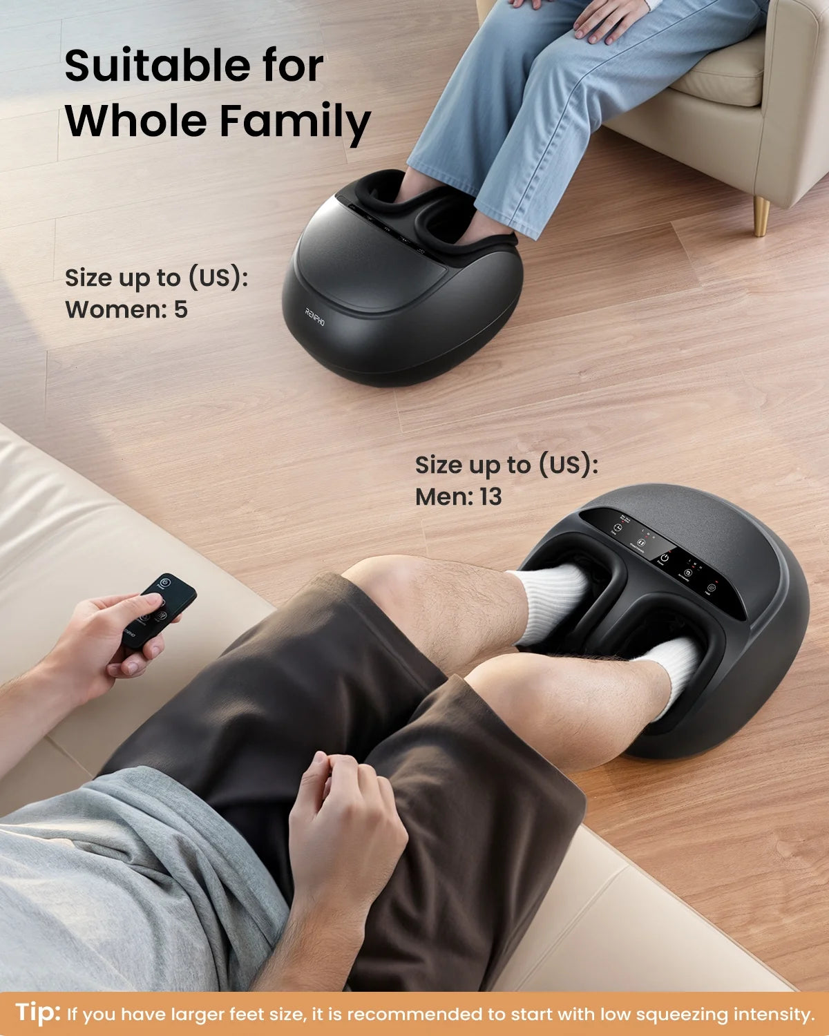Foot Massager Machine with Heat, Shiatsu Deep Kneading for Neuropathy Pain, Mothers Day Birthday Gifts for Mom Dad Men, Fit’S Feet up to Men Size 13
